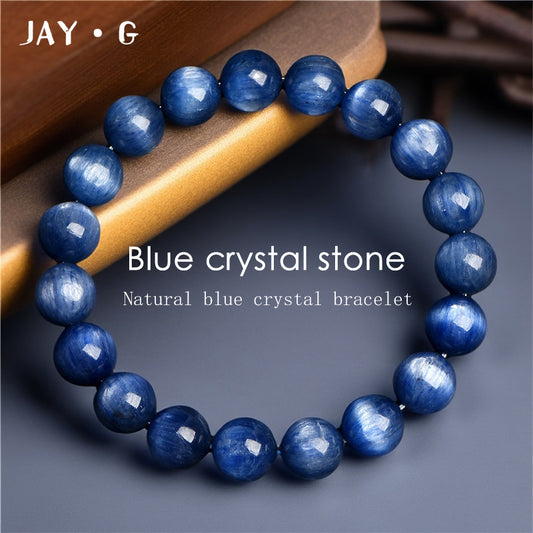 Natural blue crystal stone loose beads  round bead bracelets old mine cat-eye blue crystal bracelets