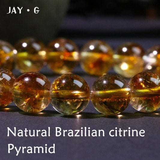 Natural citrine  loose beads  wealth crystals  citrine pyramids  energy crystal stones  round bead bracelets  DIY jewelry bracelets