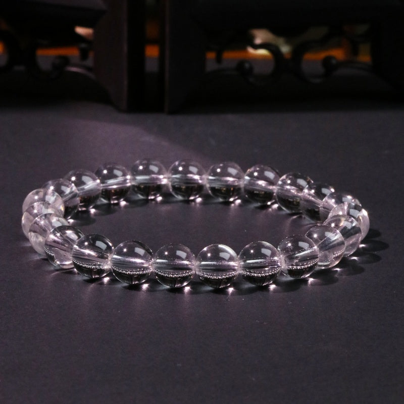 Cristal blanco natural, elegante pulsera de cristal para mujeres y hombres, cuentas de cuarzo transparente, accesorios de joyería DIY