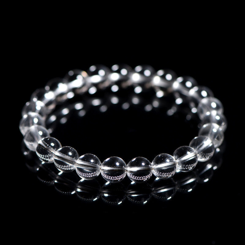 Cristal blanco natural, elegante pulsera de cristal para mujeres y hombres, cuentas de cuarzo transparente, accesorios de joyería DIY